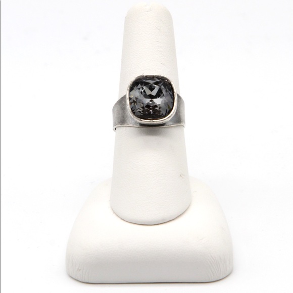 Silver black gray adjustable statement ring - Picture 2 of 2